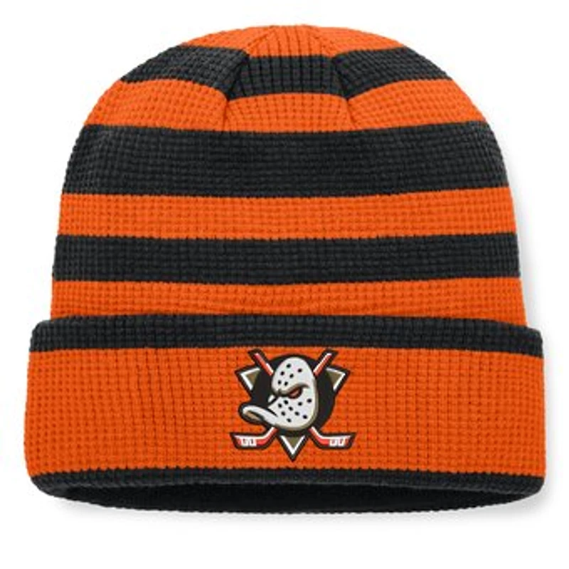 Men's Fanatics Orange/Black Anaheim Ducks Fundamental Steady Cuffed Knit Hat