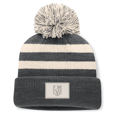 Women's Fanatics  Charcoal Vegas Golden Knights Fundamental Cottage Cuffed Knit Hat with Pom