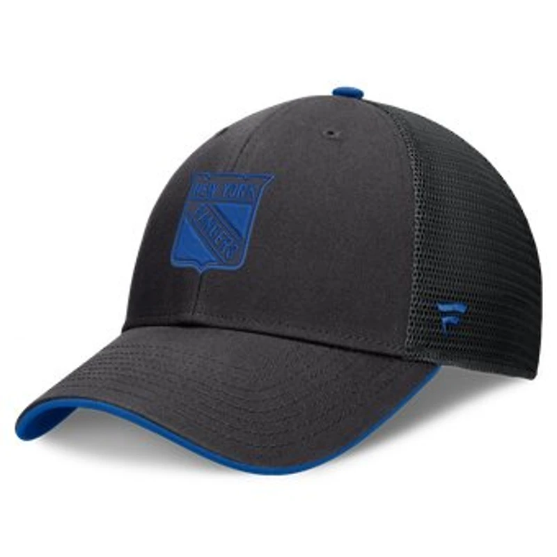 Men's Fanatics Black New York Rangers Fundamental Limits Trucker Adjustable Hat