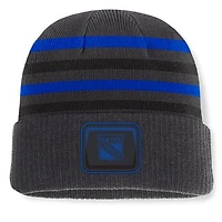 Men's Fanatics Black New York Rangers Knurly Stripe Cuffed Knit Hat