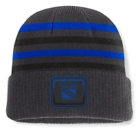 Men's Fanatics Black New York Rangers Knurly Stripe Cuffed Knit Hat