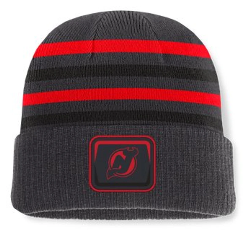 Men's Fanatics Black New Jersey Devils Knurly Stripe Cuffed Knit Hat
