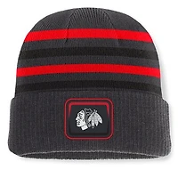 Men's Fanatics Black Chicago Blackhawks Knurly Stripe Cuffed Knit Hat