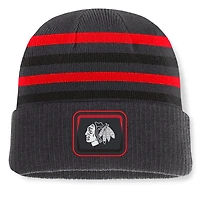 Men's Fanatics Black Chicago Blackhawks Knurly Stripe Cuffed Knit Hat