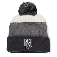 Men's Fanatics Black/Light Beige Vegas Golden Knights Monochrome Cuffed Knit Hat with Pom