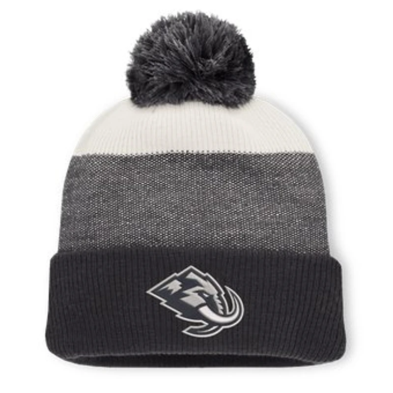 Men's Fanatics Black/Light Beige Utah Mammoth Monochrome Cuffed Knit Hat with Pom