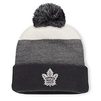 Men's Fanatics Black/Light Beige Toronto Maple Leafs Monochrome Cuffed Knit Hat with Pom
