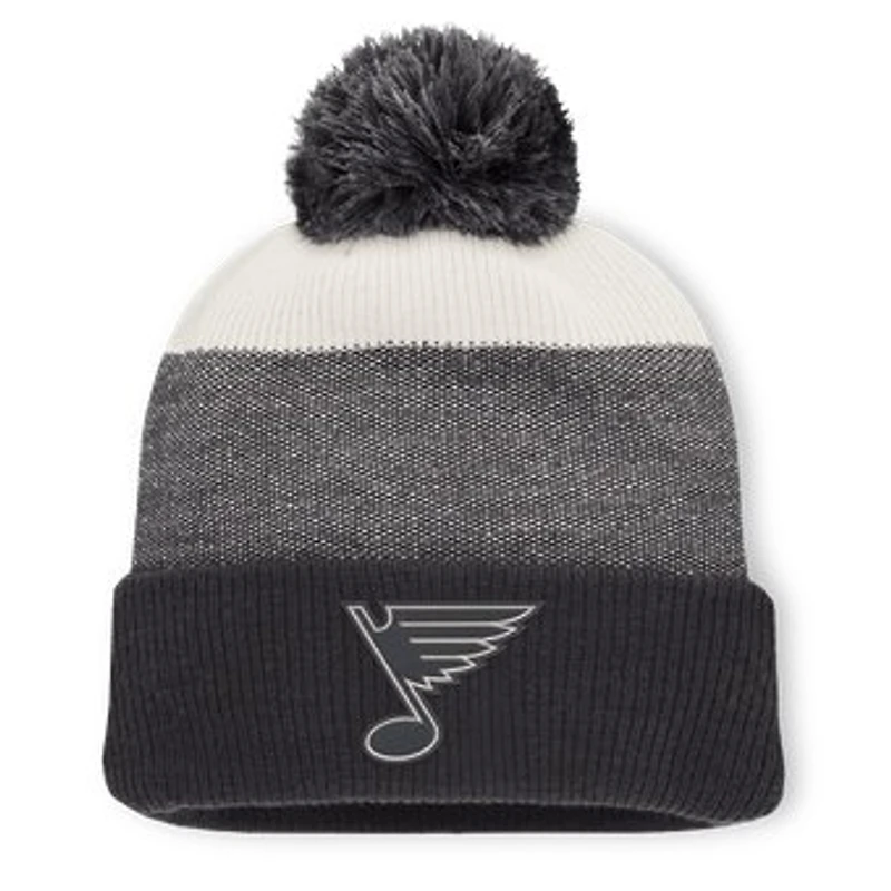 Men's Fanatics Black/Light Beige St. Louis Blues Monochrome Cuffed Knit Hat with Pom