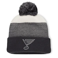 Men's Fanatics Black/Light Beige St. Louis Blues Monochrome Cuffed Knit Hat with Pom