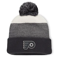 Men's Fanatics Black/Light Beige Philadelphia Flyers Monochrome Cuffed Knit Hat with Pom