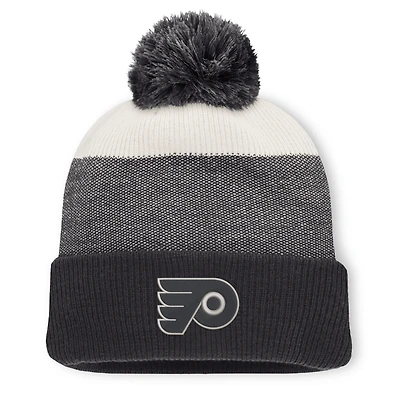 Men's Fanatics Black/Light Beige Philadelphia Flyers Monochrome Cuffed Knit Hat with Pom