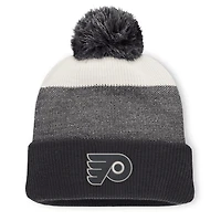Men's Fanatics Black/Light Beige Philadelphia Flyers Monochrome Cuffed Knit Hat with Pom