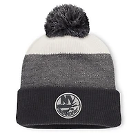Men's Fanatics Black/Light Beige New York Islanders Monochrome Cuffed Knit Hat with Pom