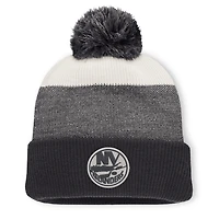 Men's Fanatics Black/Light Beige New York Islanders Monochrome Cuffed Knit Hat with Pom