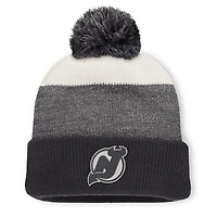 Men's Fanatics Black/Light Beige New Jersey Devils Monochrome Cuffed Knit Hat with Pom