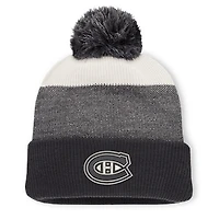 Men's Fanatics Black/Light Beige Montreal Canadiens Monochrome Cuffed Knit Hat with Pom