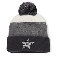 Men's Fanatics Black/Light Beige Dallas Stars Monochrome Cuffed Knit Hat with Pom