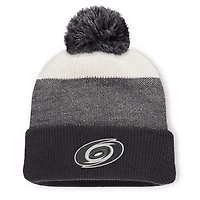Men's Fanatics Black/Light Beige Carolina Hurricanes Monochrome Cuffed Knit Hat with Pom