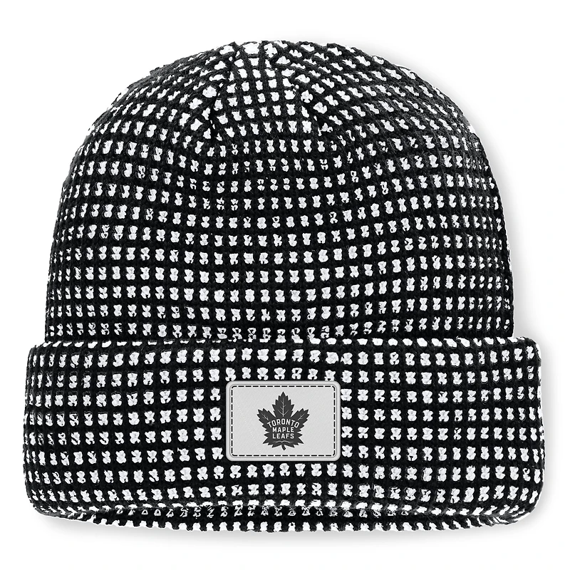 Men's Fanatics Black Toronto Maple Leafs Fundamental Scheme Ribbed Cuffed Knit Hat