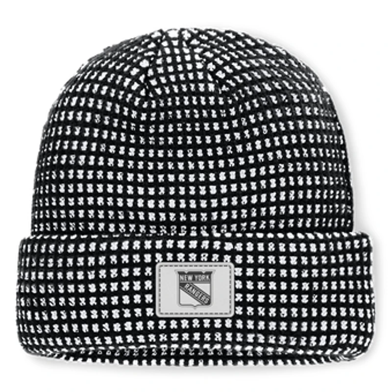 Men's Fanatics Black New York Rangers Fundamental Scheme Ribbed Cuffed Knit Hat