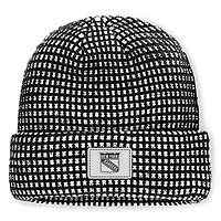 Men's Fanatics Black New York Rangers Fundamental Scheme Ribbed Cuffed Knit Hat