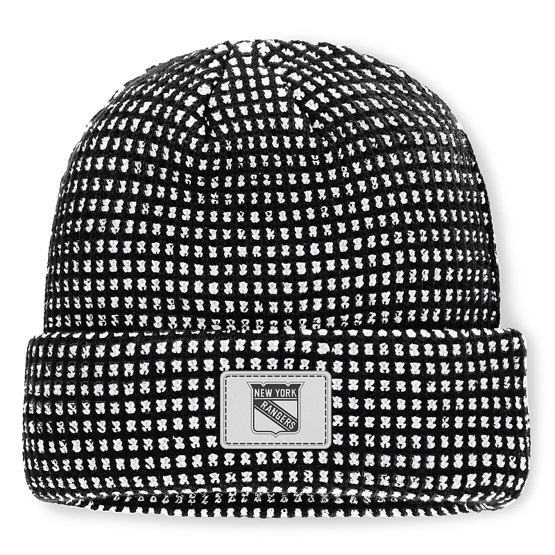 Men's Fanatics Black New York Rangers Fundamental Scheme Ribbed Cuffed Knit Hat