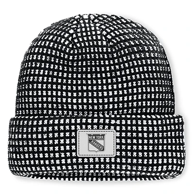 Men's Fanatics Black New York Rangers Fundamental Scheme Ribbed Cuffed Knit Hat
