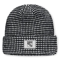 Men's Fanatics Black New York Rangers Fundamental Scheme Ribbed Cuffed Knit Hat