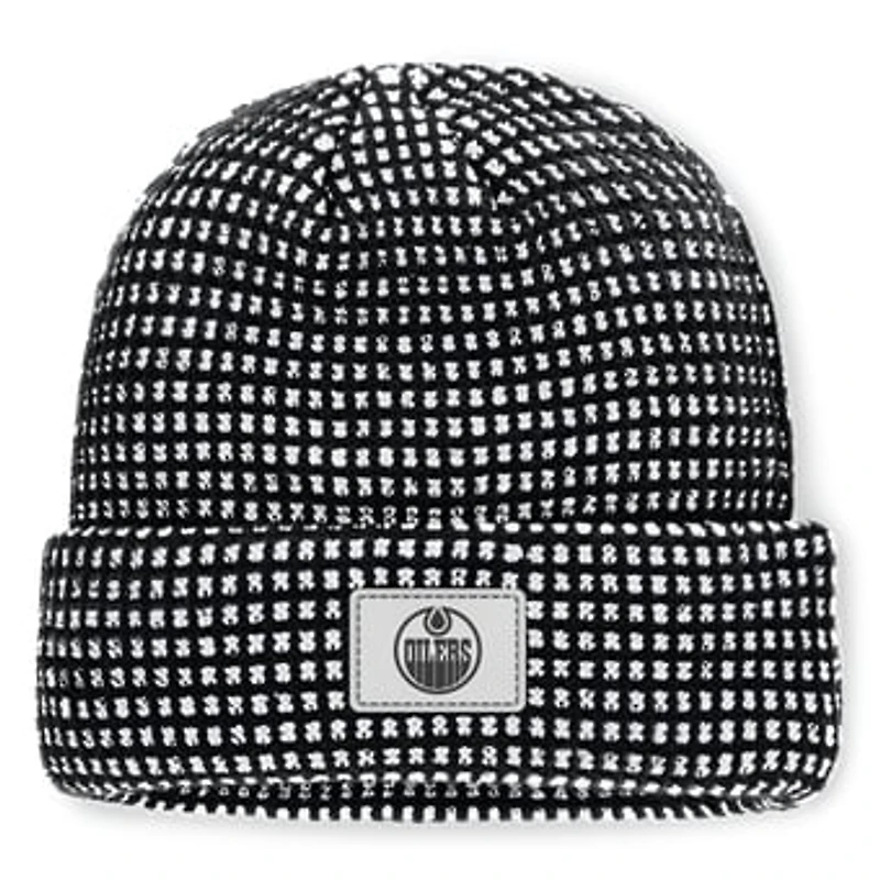 Men's Fanatics Black Edmonton Oilers Fundamental Scheme Ribbed Cuffed Knit Hat