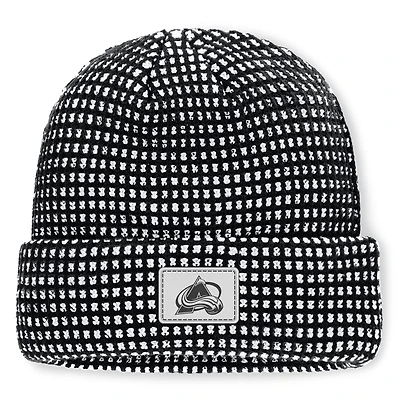 Men's Fanatics Black Colorado Avalanche Fundamental Scheme Ribbed Cuffed Knit Hat