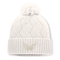 Women's Fanatics Cream Washington Capitals Level Up Cuffed Knit Hat with Pom
