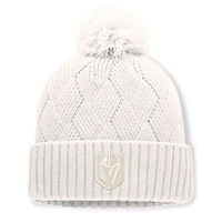 Women's Fanatics Cream Vegas Golden Knights Level Up Cuffed Knit Hat with Pom
