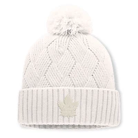 Women's Fanatics Cream Toronto Maple Leafs Level Up Cuffed Knit Hat with Pom