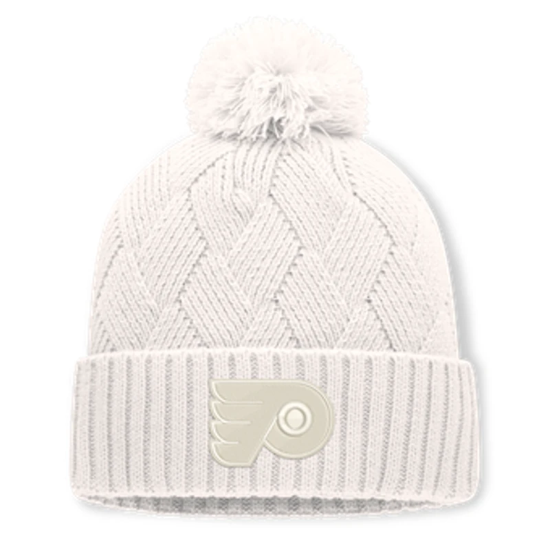 Women's Fanatics Cream Philadelphia Flyers Level Up Cuffed Knit Hat with Pom