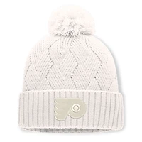 Women's Fanatics Cream Philadelphia Flyers Level Up Cuffed Knit Hat with Pom