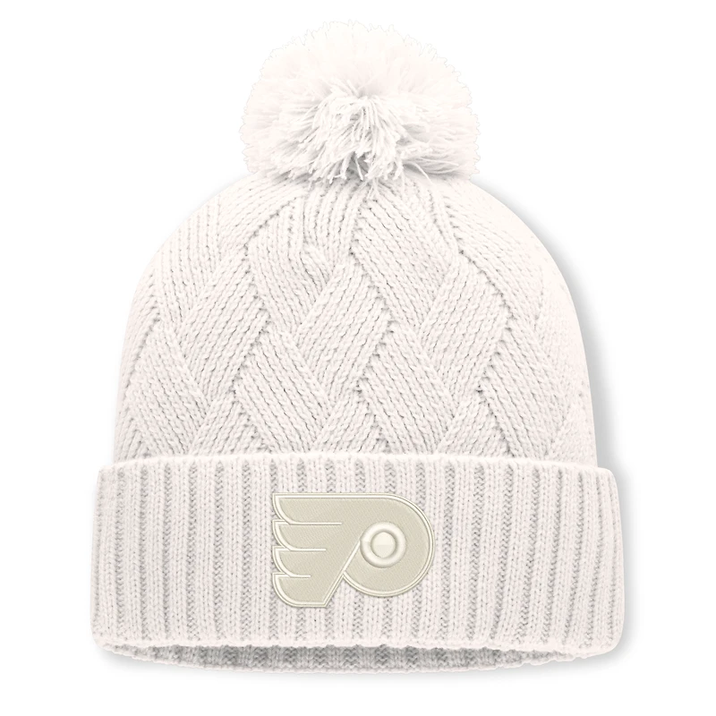 Women's Fanatics Cream Philadelphia Flyers Level Up Cuffed Knit Hat with Pom