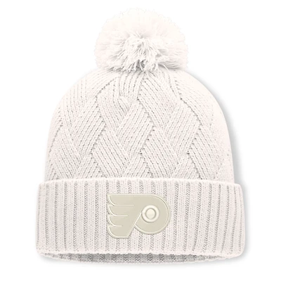 Women's Fanatics Cream Philadelphia Flyers Level Up Cuffed Knit Hat with Pom