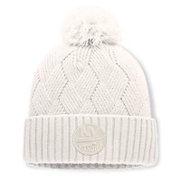 Women's Fanatics Cream New York Islanders Level Up Cuffed Knit Hat with Pom