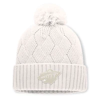 Women's Fanatics Cream Minnesota Wild Level Up Cuffed Knit Hat with Pom