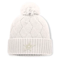 Women's Fanatics Cream Dallas Stars Level Up Cuffed Knit Hat with Pom