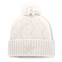 Women's Fanatics Cream Dallas Stars Level Up Cuffed Knit Hat with Pom