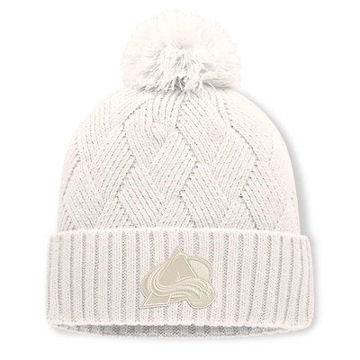 Women's Fanatics Cream Colorado Avalanche Level Up Cuffed Knit Hat with Pom