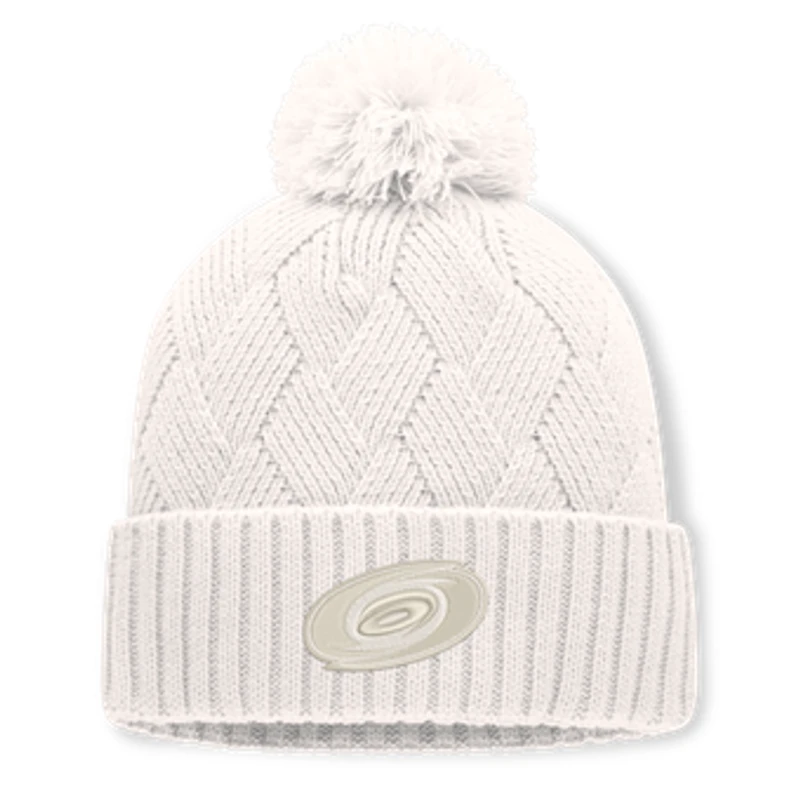 Women's Fanatics Cream Carolina Hurricanes Level Up Cuffed Knit Hat with Pom