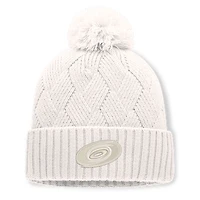 Women's Fanatics Cream Carolina Hurricanes Level Up Cuffed Knit Hat with Pom