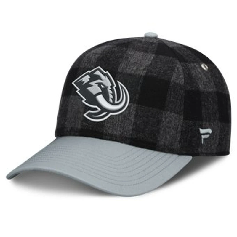 Men's Fanatics Black/Gray Utah Mammoth Huntsman Plaid A-Frame Adjustable Hat