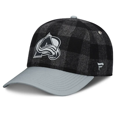 Men's Fanatics Black/Gray Colorado Avalanche Huntsman Plaid A-Frame Adjustable Hat