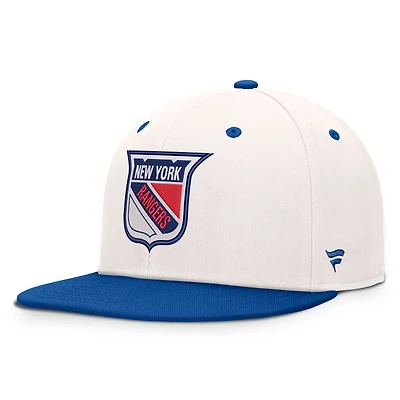 Men's Fanatics Cream/Royal New York Rangers Heritage Ballpark Snapback Hat