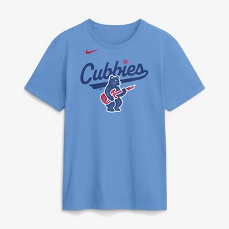 Men's Nike  Light Blue Chicago Cubs Electric Bear T-Shirt