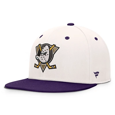 Men's Fanatics Cream/Purple Anaheim Ducks Heritage Ballpark Snapback Hat