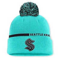 Men's Fanatics Light Blue Seattle Kraken Authentic Pro Alternate Cuffed Knit Hat with Pom